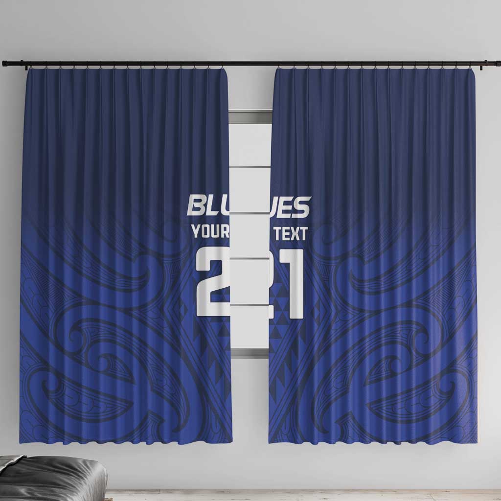 New Zealand Rugby Pacific Custom Window Curtain Kahurangi Auckland All Blue LT9 With Hooks Blue - Polynesian Pride