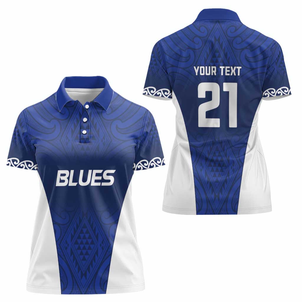 New Zealand Rugby Pacific Custom Women Polo Shirt Kahurangi Auckland All Blue LT9 - Polynesian Pride