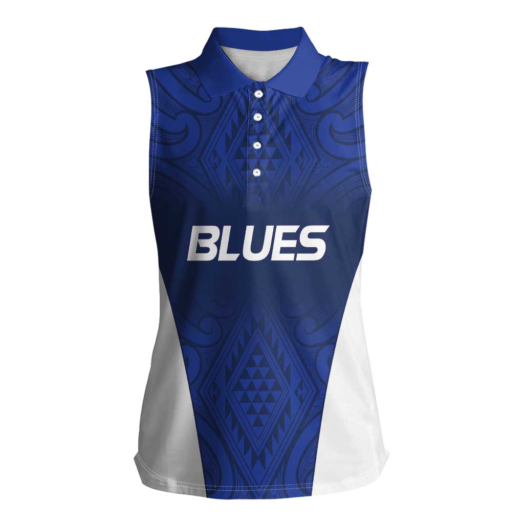New Zealand Rugby Pacific Custom Women Sleeveless Polo Shirt Kahurangi Auckland All Blue