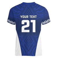 New Zealand Rugby Pacific Custom Women V-Neck T-Shirt Kahurangi Auckland All Blue LT9 - Polynesian Pride
