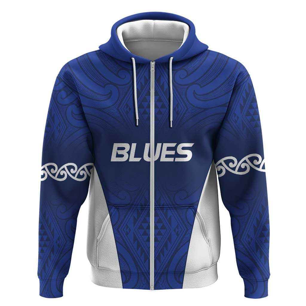New Zealand Rugby Pacific Custom Zip Hoodie Kahurangi Auckland All Blue