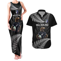 New Zealand Rugby Custom Couples Matching Tank Maxi Dress and Hawaiian Shirt Glory Be To Black Silver-fern LT9 Black - Polynesian Pride