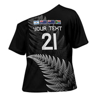 New Zealand Rugby Custom Cross Shoulder Shirt Glory Be To Black Silver-fern - Polynesian Pride