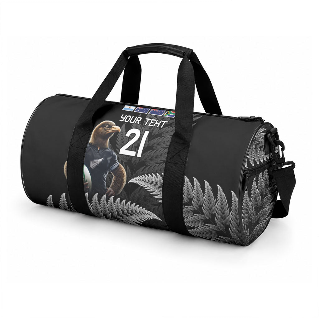 New Zealand Maori Rugby Custom Duffle Bag Glory Be To Black Silver-fern LT9 - Polynesian Pride