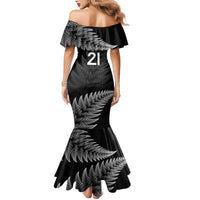 New Zealand Rugby Custom Family Matching Mermaid Dress and Hawaiian Shirt Glory Be To Black Silver-fern LT9 - Polynesian Pride