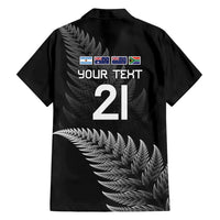 New Zealand Rugby Custom Family Matching Off Shoulder Maxi Dress and Hawaiian Shirt Glory Be To Black Silver-fern LT9 - Polynesian Pride