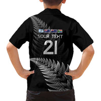 New Zealand Rugby Custom Family Matching Off Shoulder Short Dress and Hawaiian Shirt Glory Be To Black Silver-fern LT9 - Polynesian Pride
