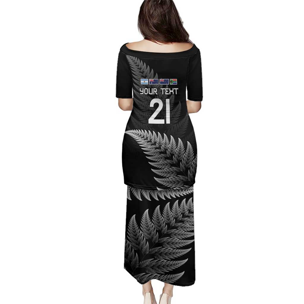 New Zealand Rugby Custom Family Matching Puletasi and Hawaiian Shirt Glory Be To Black Silver-fern LT9 - Polynesian Pride