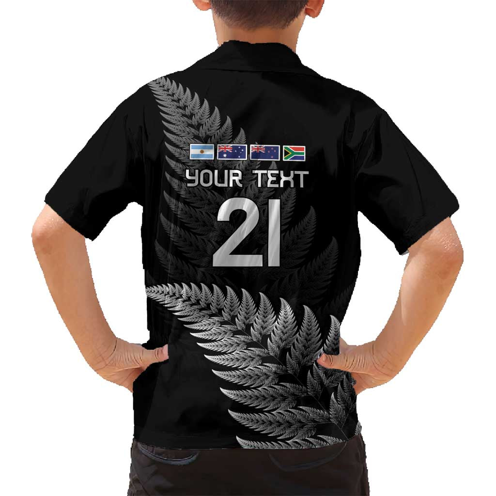 New Zealand Rugby Custom Family Matching Tank Maxi Dress and Hawaiian Shirt Glory Be To Black Silver-fern LT9 - Polynesian Pride