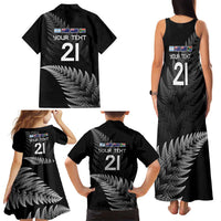 New Zealand Rugby Custom Family Matching Tank Maxi Dress and Hawaiian Shirt Glory Be To Black Silver-fern LT9 - Polynesian Pride