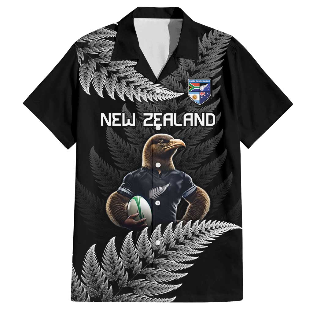 New Zealand Rugby Custom Family Matching Tank Maxi Dress and Hawaiian Shirt Glory Be To Black Silver-fern LT9 Dad's Shirt - Short Sleeve Black - Polynesian Pride