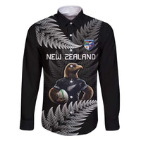 New Zealand Rugby Custom Family Matching Tank Maxi Dress and Hawaiian Shirt Glory Be To Black Silver-fern LT9 Dad's Shirt - Long Sleeve Black - Polynesian Pride