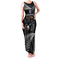 New Zealand Rugby Custom Family Matching Tank Maxi Dress and Hawaiian Shirt Glory Be To Black Silver-fern LT9 Mom's Dress Black - Polynesian Pride