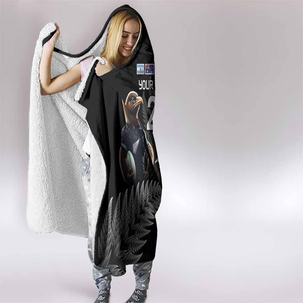 New Zealand Rugby Custom Hooded Blanket Glory Be To Black Silver-fern - Polynesian Pride