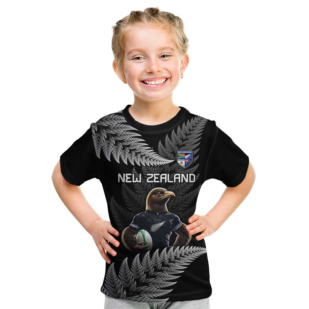 New Zealand Rugby Custom Kid T Shirt Glory Be To Black Silver-fern - Polynesian Pride