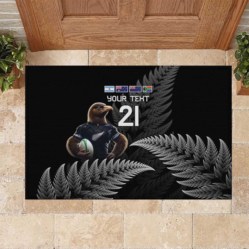 New Zealand Rugby Custom Rubber Doormat Glory Be To Black Silver-fern LT9 Black - Polynesian Pride
