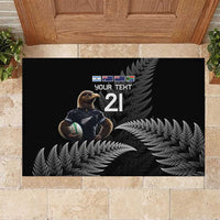 New Zealand Rugby Custom Rubber Doormat Glory Be To Black Silver-fern LT9 Black - Polynesian Pride
