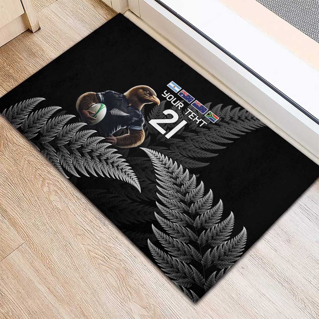 New Zealand Rugby Custom Rubber Doormat Glory Be To Black Silver-fern LT9 - Polynesian Pride