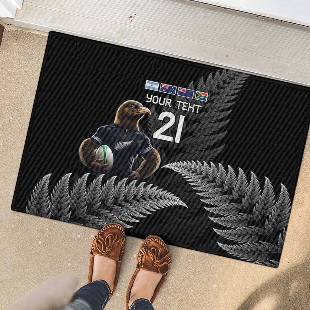 New Zealand Rugby Custom Rubber Doormat Glory Be To Black Silver-fern LT9 - Polynesian Pride