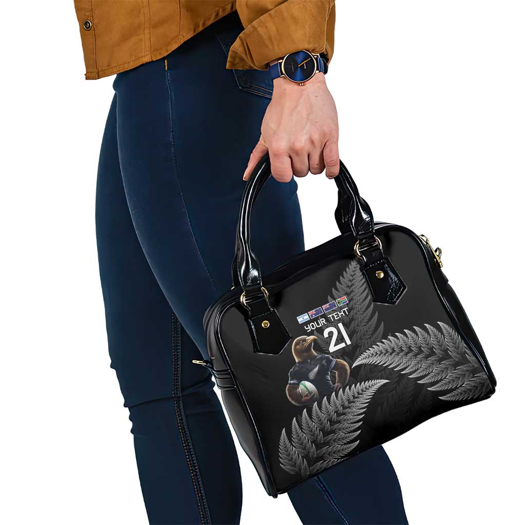 New Zealand Rugby Custom Shoulder Handbag Glory Be To Black Silver-fern - Polynesian Pride