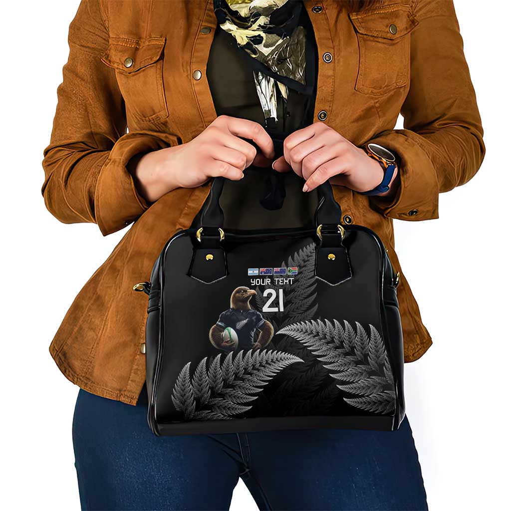 New Zealand Rugby Custom Shoulder Handbag Glory Be To Black Silver-fern - Polynesian Pride