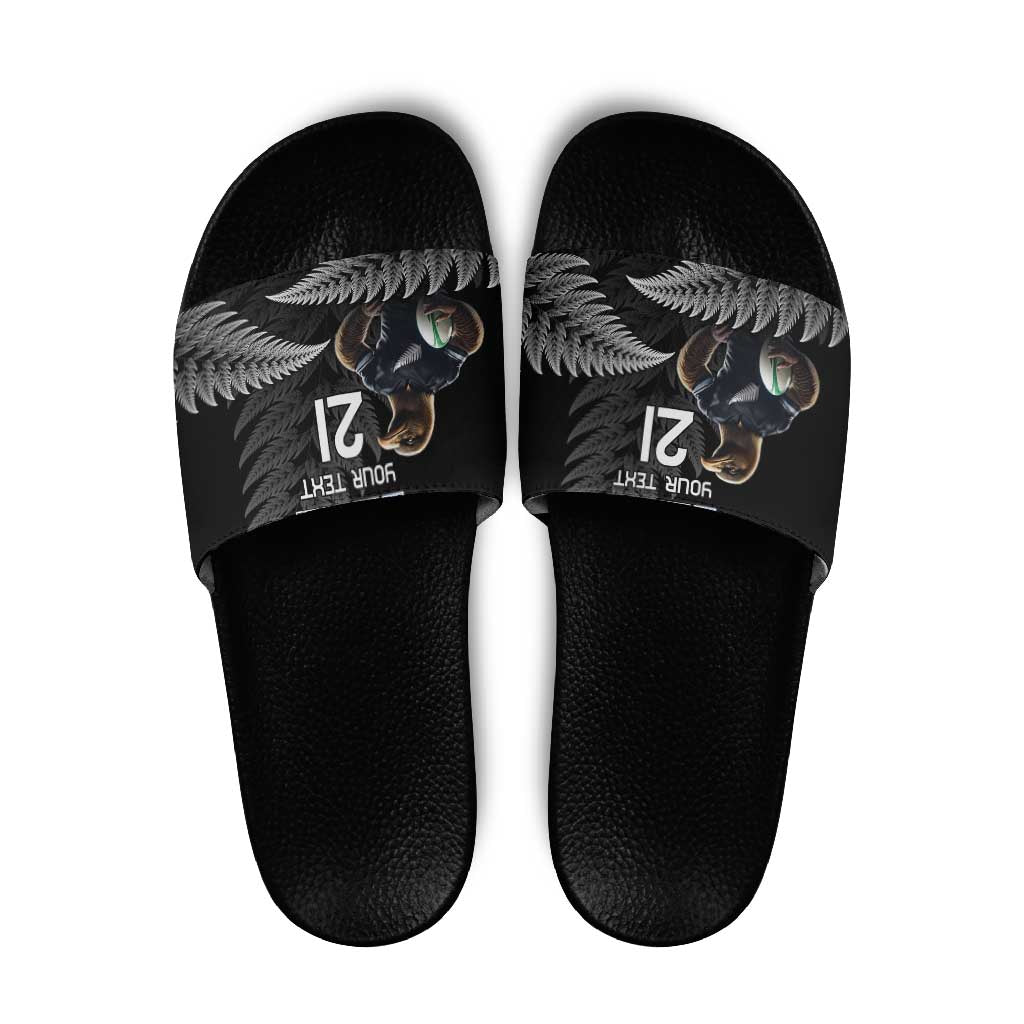 New Zealand Rugby Custom Slide Sandals Glory Be To Black Silver-fern - Polynesian Pride