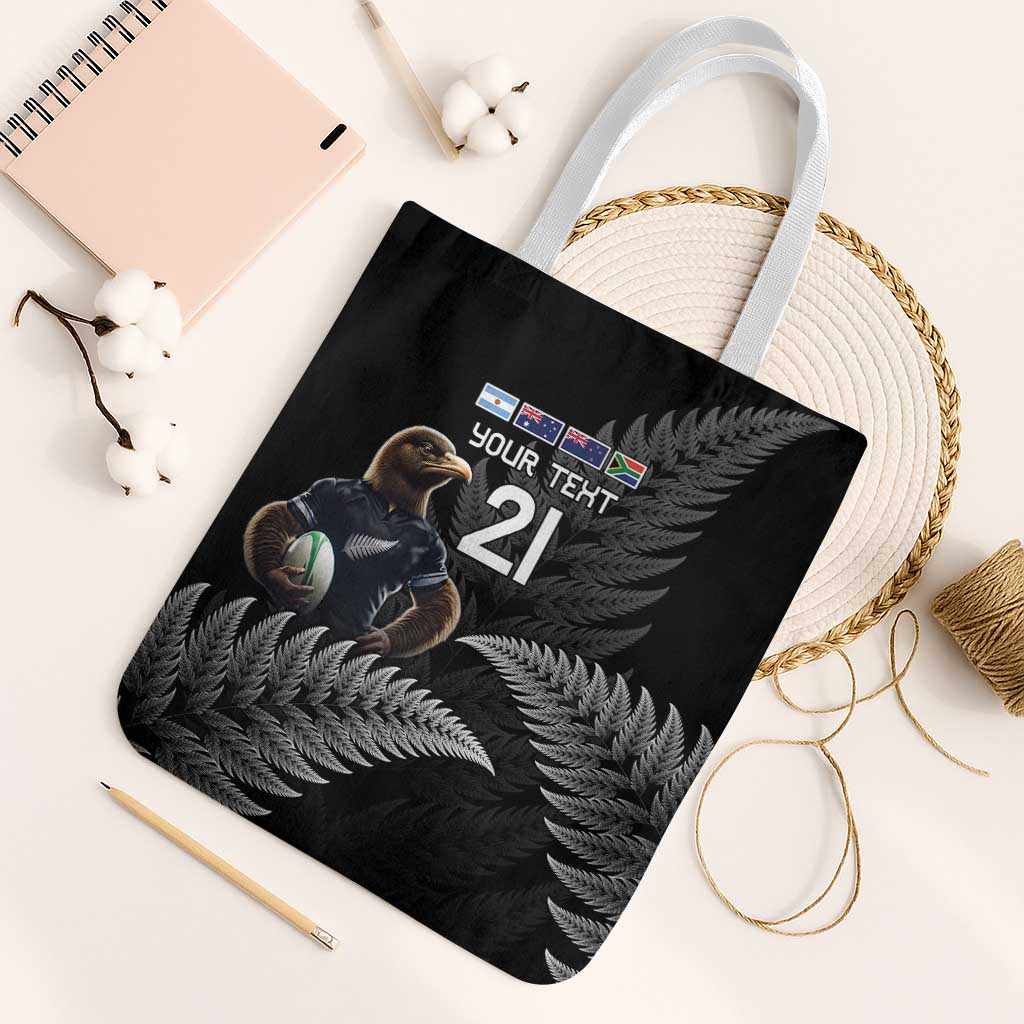 New Zealand Rugby Custom Tote Bag Glory Be To Black Silver-fern LT9 White Strap One Size Black - Polynesian Pride