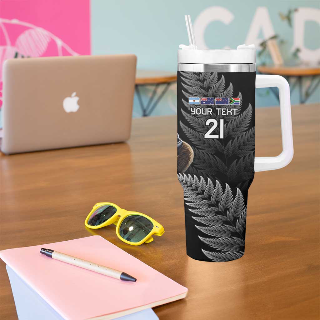 New Zealand Rugby Custom Tumbler With Handle Glory Be To Black Silver-fern - Polynesian Pride