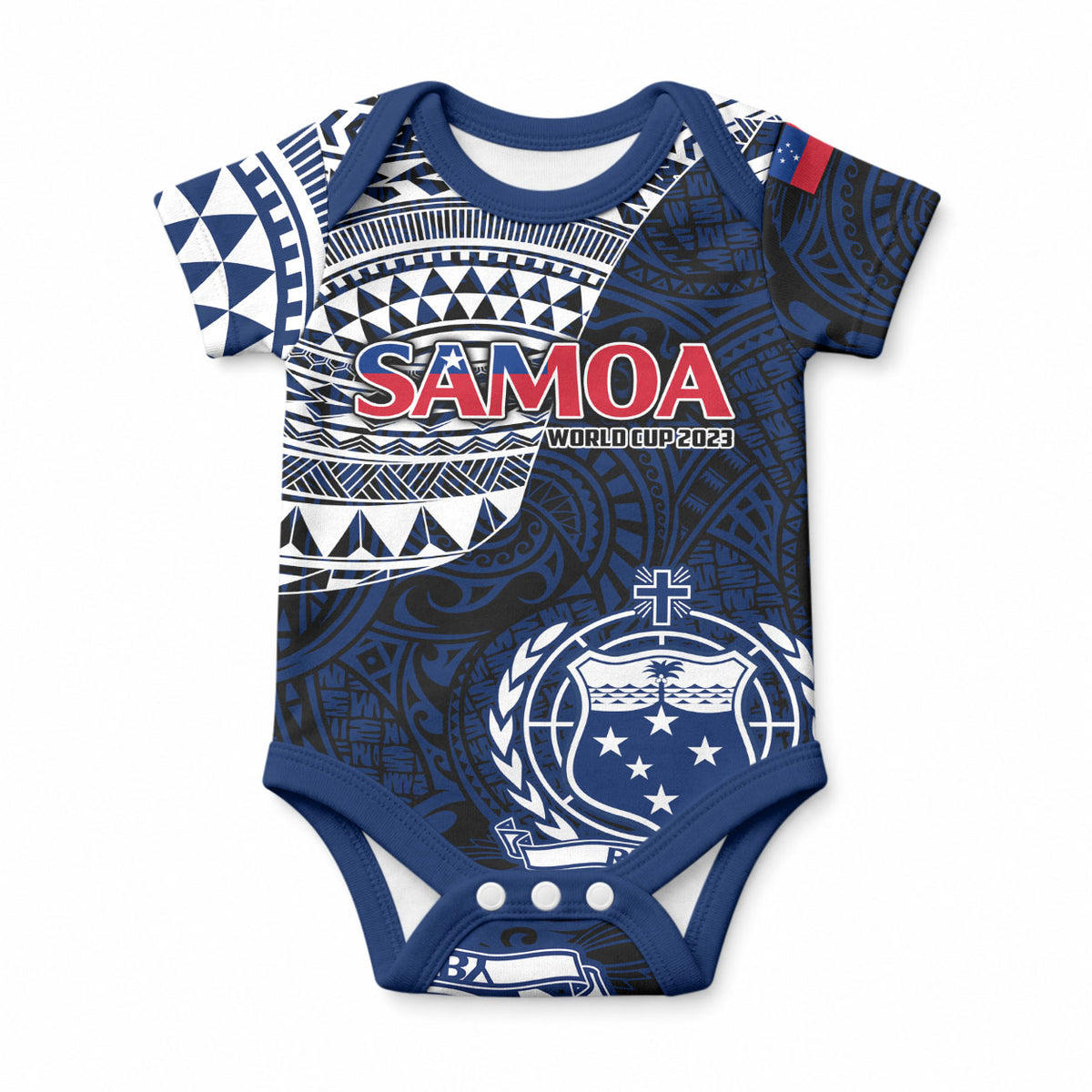 Samoa Rugby Baby Onesie Proud Samoa World Cup 2023 LT9 Blue - Polynesian Pride