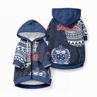 Samoa Rugby Pet Hoodie Proud Samoa World Cup 2023 LT9 Zip-up Blue - Polynesian Pride