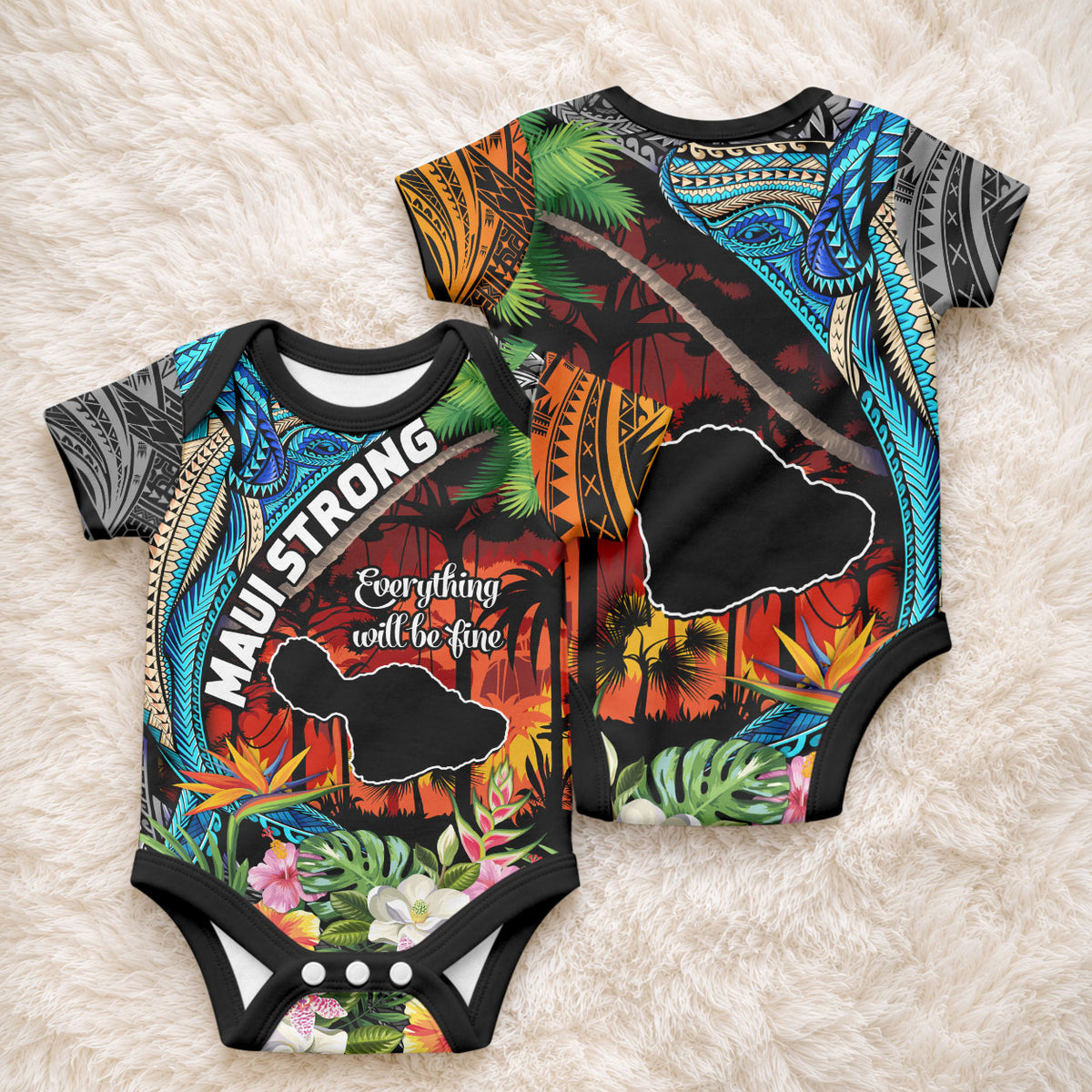 Hawaii Strong Maui Wildfire Baby Onesie Pray For Lahaina Maui LT9 - Polynesian Pride