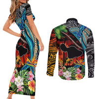 Hawaii Strong Maui Wildfire Couples Matching Short Sleeve Bodycon Dress and Long Sleeve Button Shirts Pray For Lahaina Maui LT9 - Polynesian Pride
