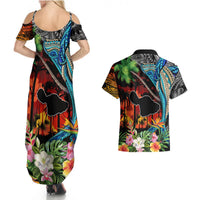 Personalised Hawaii Strong Maui Wildfire Couples Matching Summer Maxi Dress and Hawaiian Shirt Pray For Lahaina Maui LT9 - Polynesian Pride