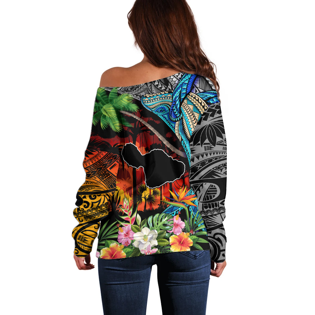 Personalised Hawaii Strong Maui Wildfire Off Shoulder Sweater Pray For Lahaina Maui LT9 - Polynesian Pride