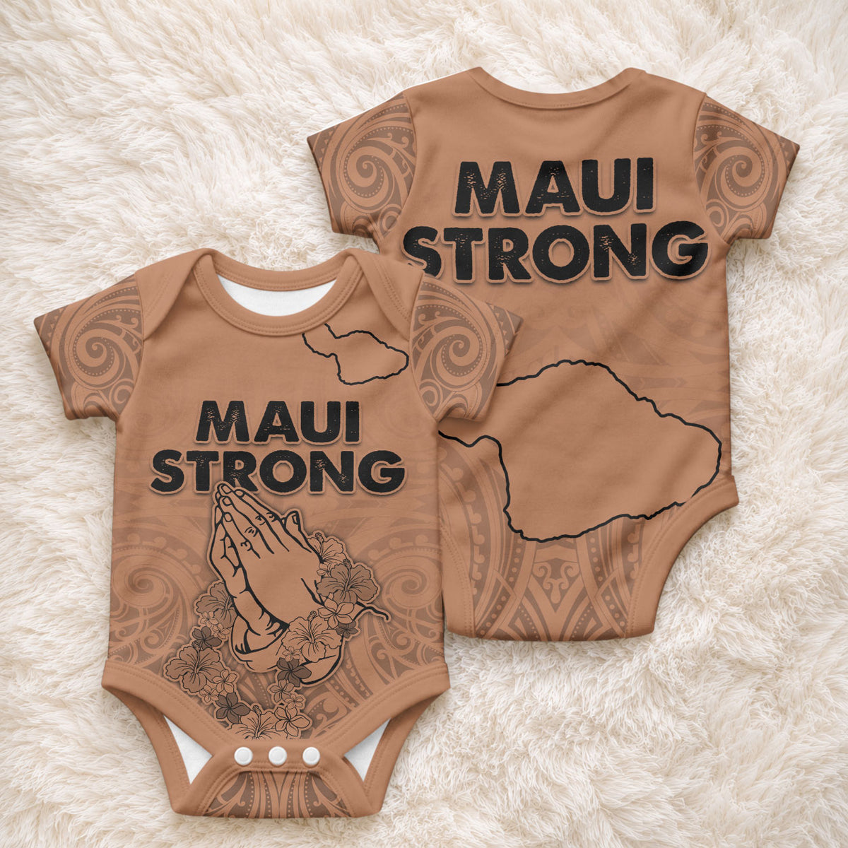 Hawaii Strong Maui Wildfire Baby Onesie No1 LT9 - Polynesian Pride
