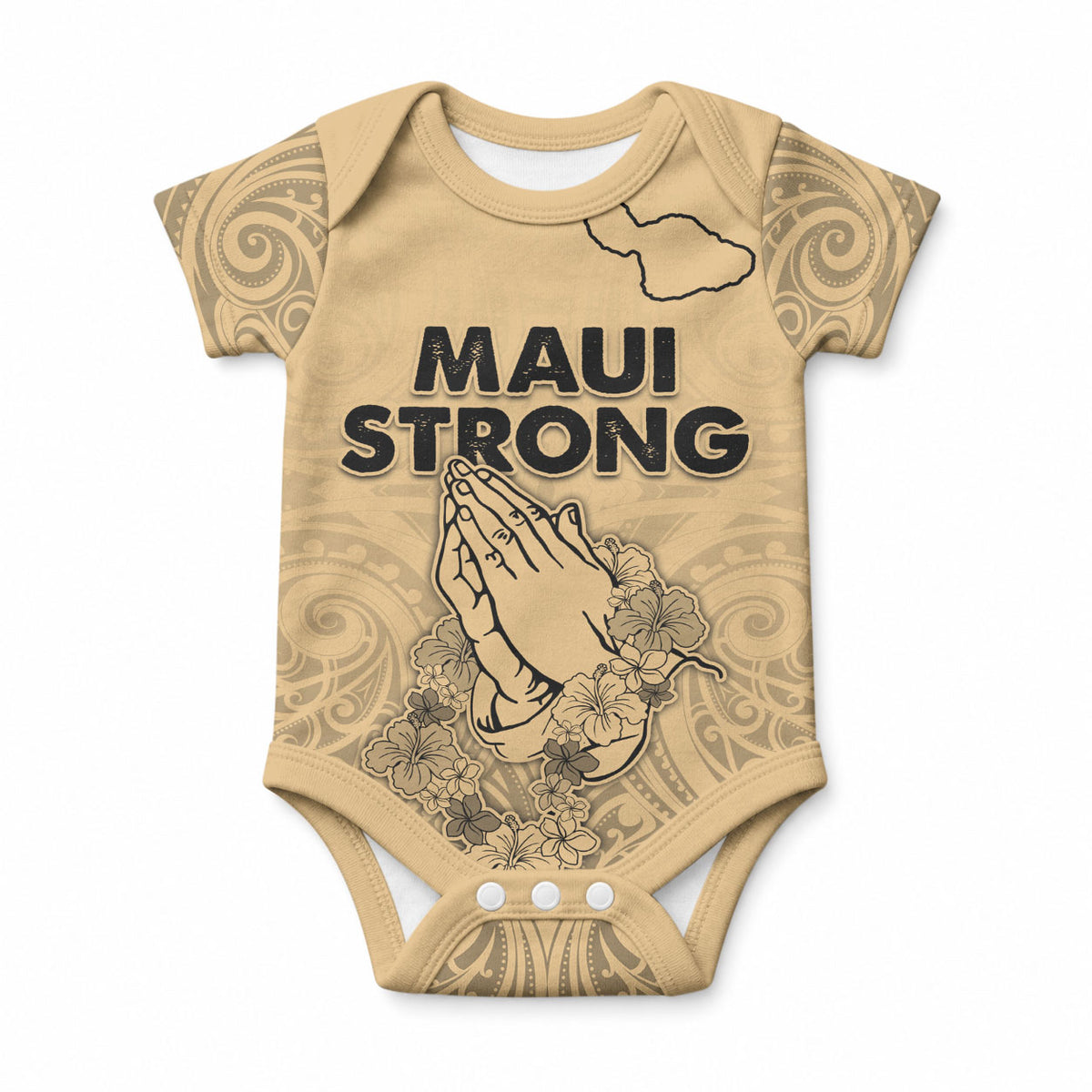 Hawaii Strong Maui Wildfire Baby Onesie No3 LT9 Nude - Polynesian Pride