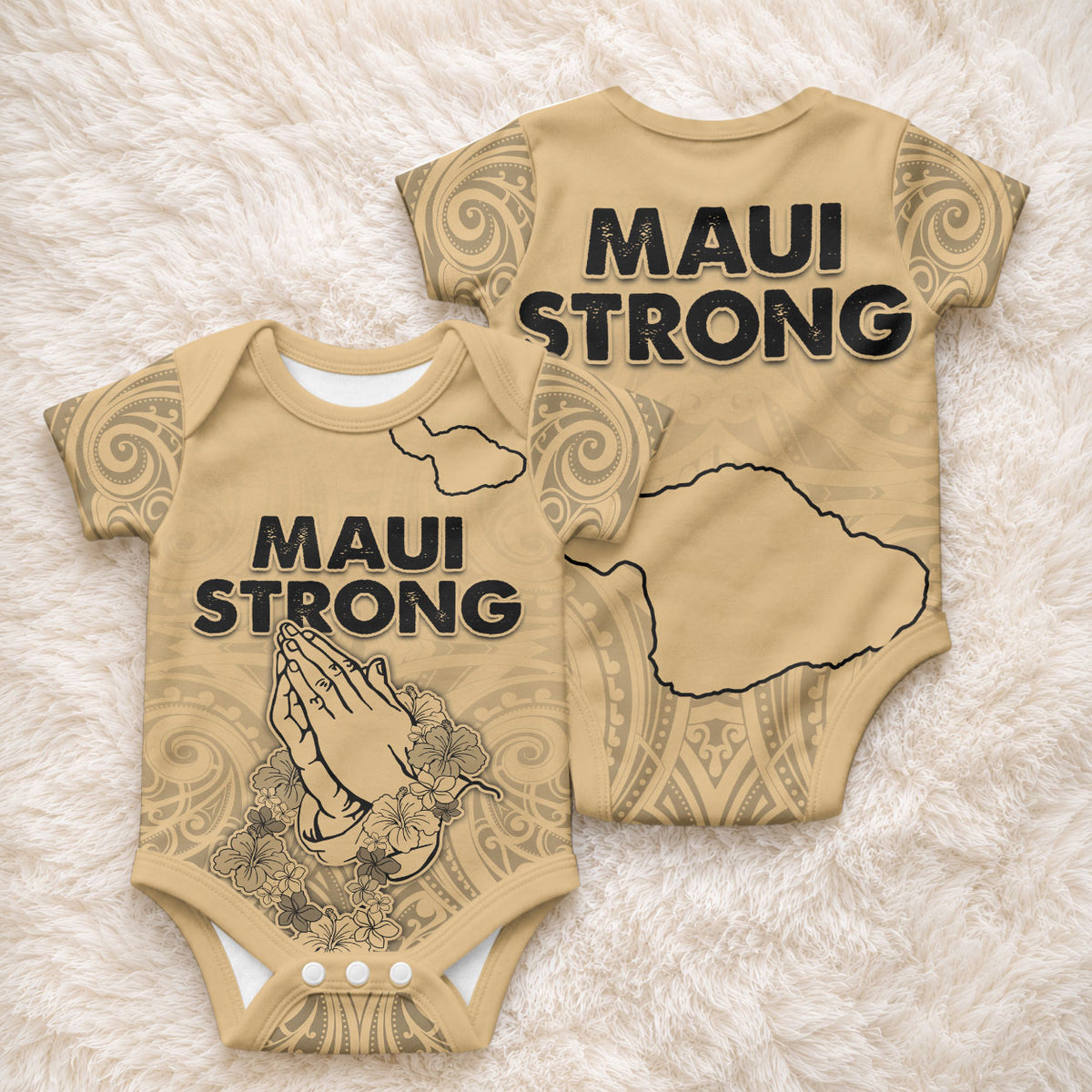 Hawaii Strong Maui Wildfire Baby Onesie No3 LT9 - Polynesian Pride