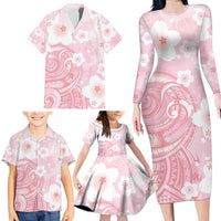 Japan Sakura Floral with Polynesian Vibe Family Matching Long Sleeve Bodycon Dress and Hawaiian Shirt LT9 - Polynesian Pride