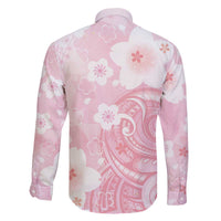 Japan Sakura Floral with Polynesian Vibe Family Matching Off The Shoulder Long Sleeve Dress and Hawaiian Shirt LT9 - Polynesian Pride