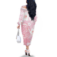 Japan Sakura Floral with Polynesian Vibe Family Matching Off The Shoulder Long Sleeve Dress and Hawaiian Shirt LT9 - Polynesian Pride