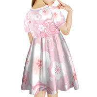 Japan Sakura Floral with Polynesian Vibe Kid Short Sleeve Dress