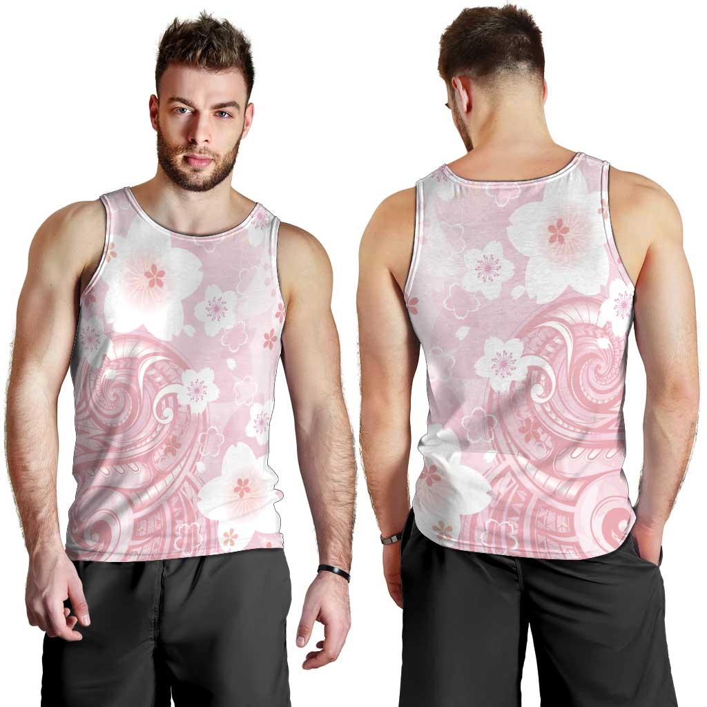 Japan Sakura Floral with Polynesian Vibe Men Tank Top