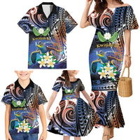 Marshall Islands Kwajalein Atoll Family Matching Mermaid Dress and Hawaiian Shirt Plumeria Sea Turtle with Polynesian Tribal LT9 - Polynesian Pride