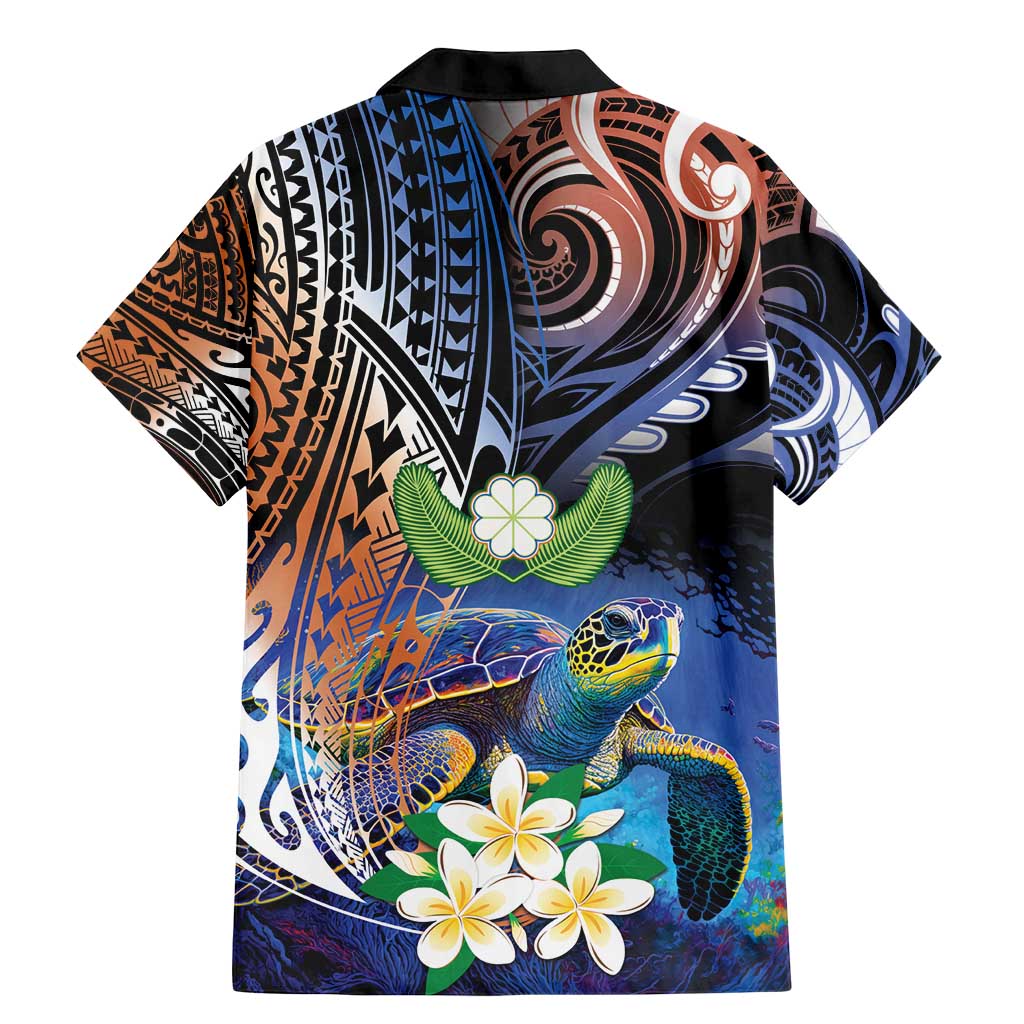 Marshall Islands Kwajalein Atoll Family Matching Mermaid Dress and Hawaiian Shirt Plumeria Sea Turtle with Polynesian Tribal LT9 - Polynesian Pride