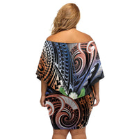 Marshall Islands Kwajalein Atoll Family Matching Off Shoulder Short Dress and Hawaiian Shirt Plumeria Sea Turtle with Polynesian Tribal LT9 - Polynesian Pride