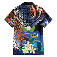 Marshall Islands Kwajalein Atoll Family Matching Short Sleeve Bodycon Dress and Hawaiian Shirt Plumeria Sea Turtle with Polynesian Tribal LT9 - Polynesian Pride