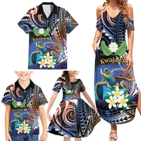 Marshall Islands Kwajalein Atoll Family Matching Summer Maxi Dress and Hawaiian Shirt Plumeria Sea Turtle with Polynesian Tribal LT9 - Polynesian Pride
