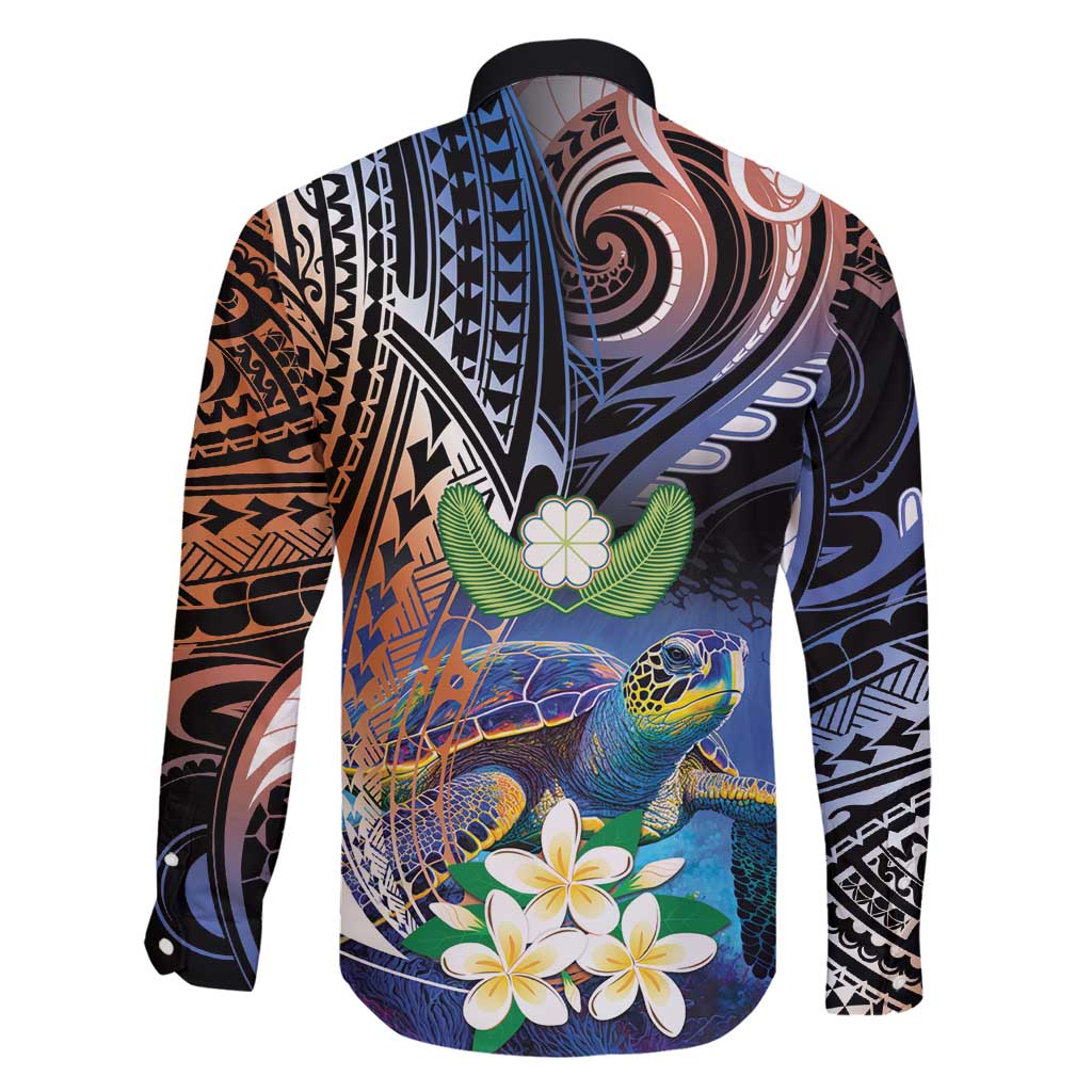 Marshall Islands Kwajalein Atoll Family Matching Summer Maxi Dress and Hawaiian Shirt Plumeria Sea Turtle with Polynesian Tribal LT9 - Polynesian Pride