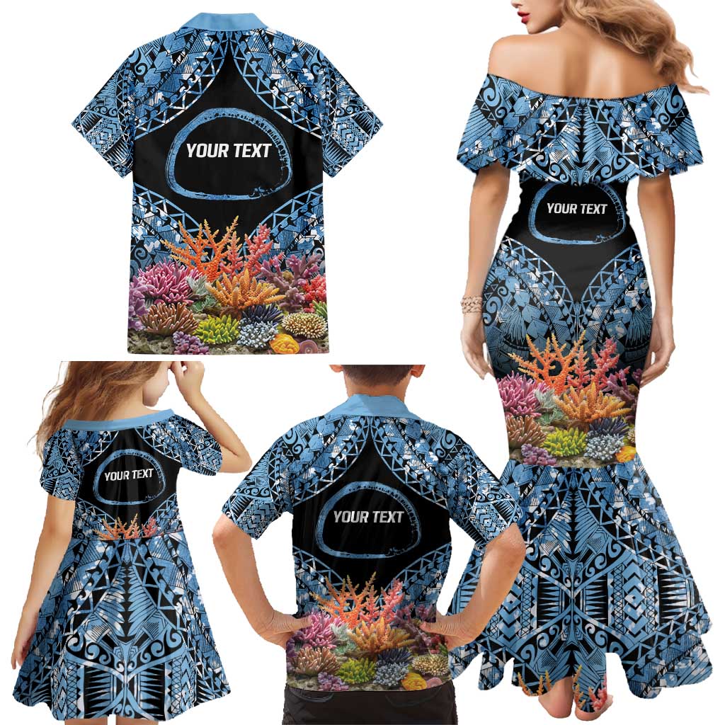 Personalised Nukuoro Micronesia Atoll Family Matching Mermaid Dress and Hawaiian Shirt with Pacific Coral Reef LT9 - Polynesian Pride