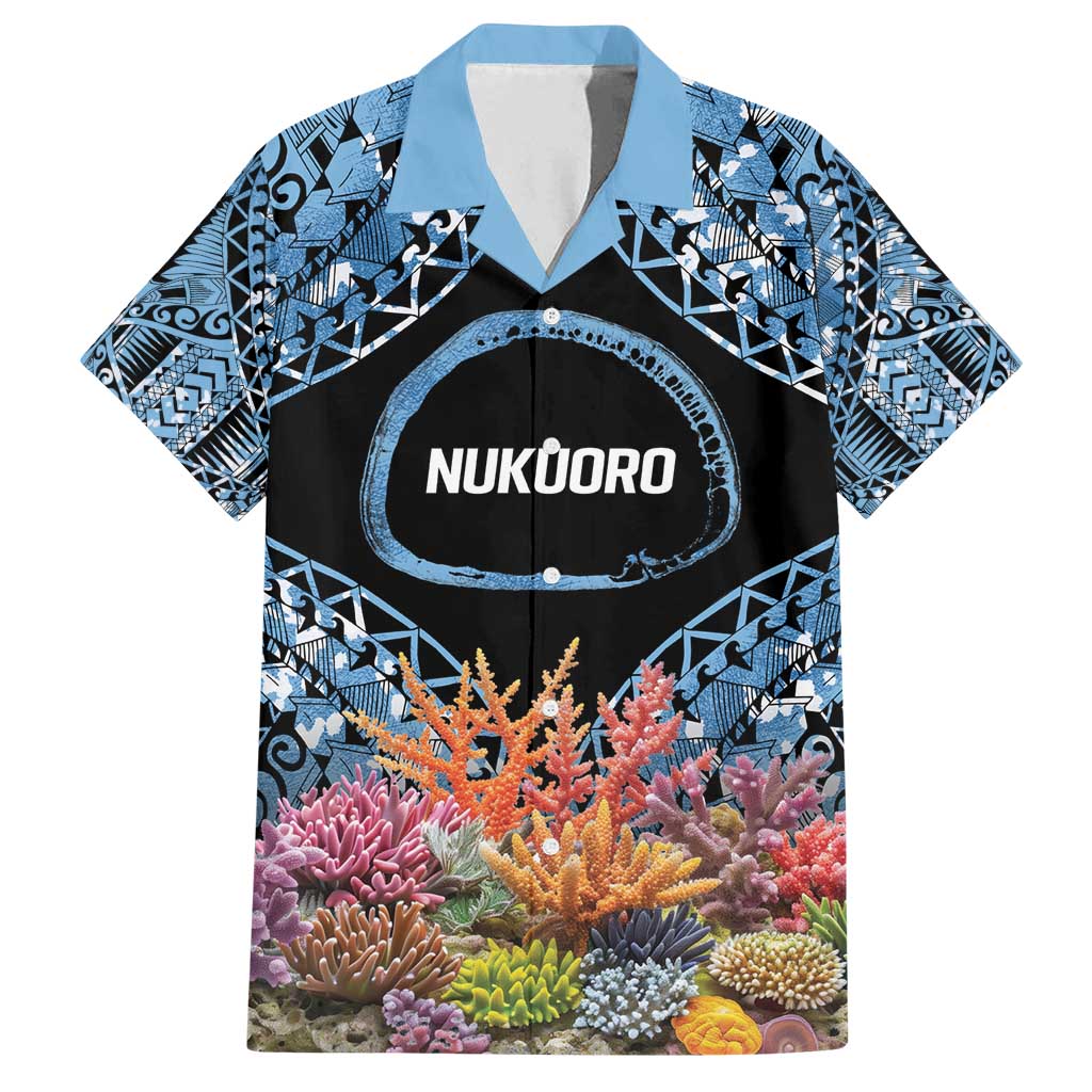 Personalised Nukuoro Micronesia Atoll Family Matching Puletasi and Hawaiian Shirt with Pacific Coral Reef